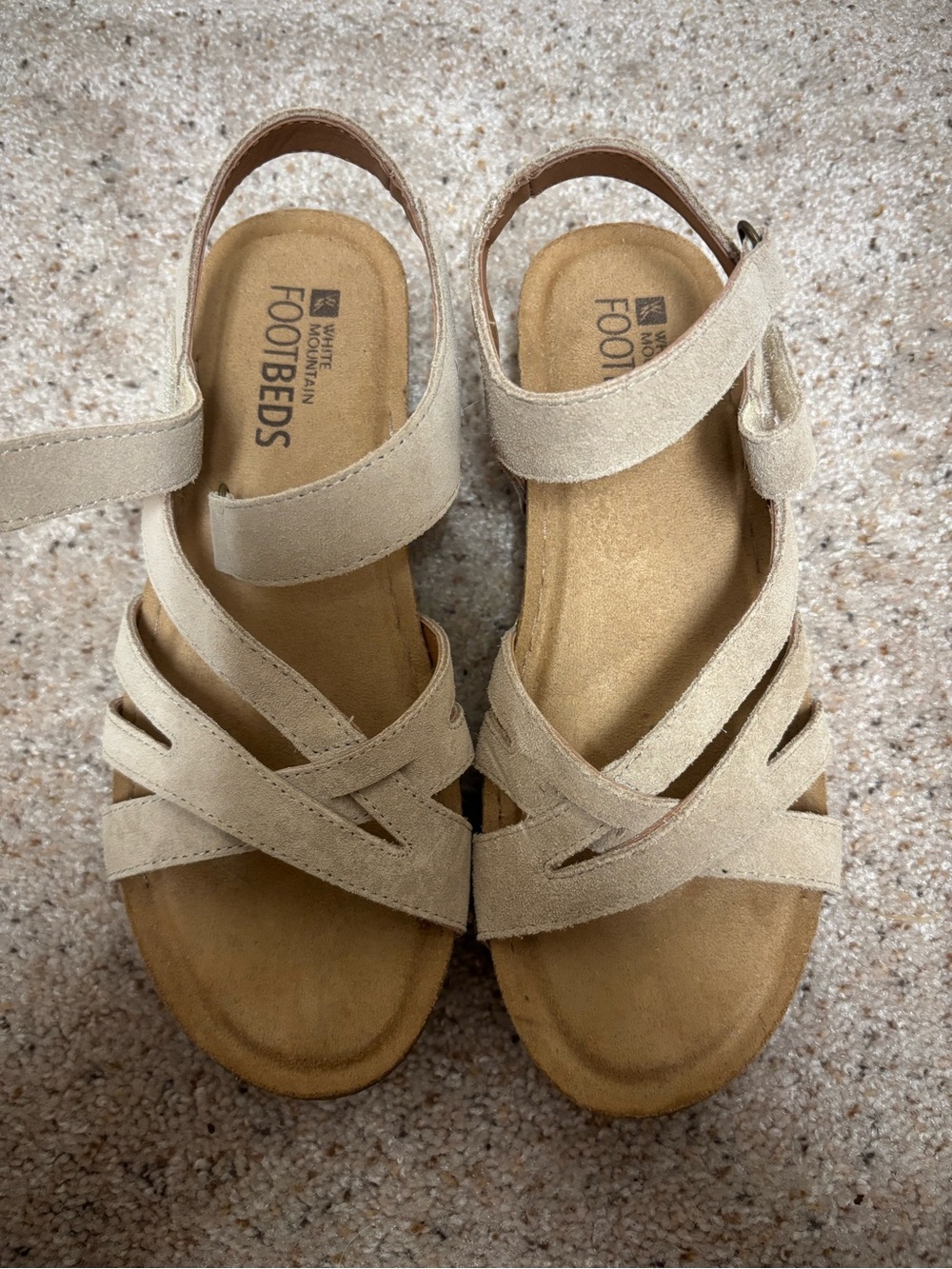 White Mountain Beige Suede Strappy Sandals